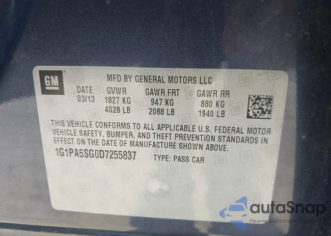 1G1PA5SG0D7255837: 43167766