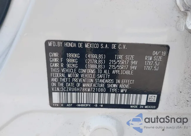 3CZRU6H78KM721080: 43167798