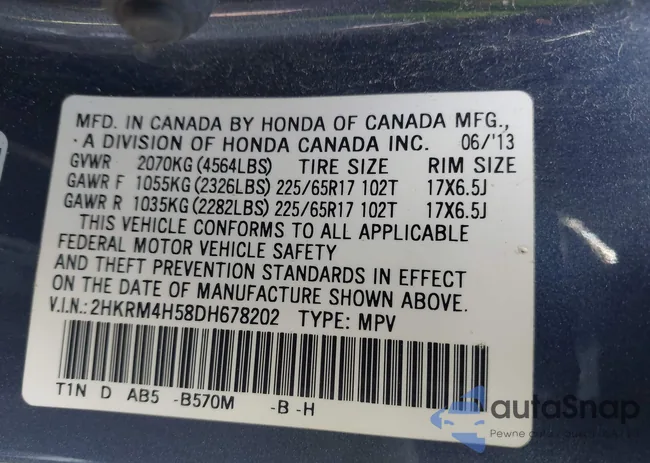 2HKRM4H58DH678202: 43167801