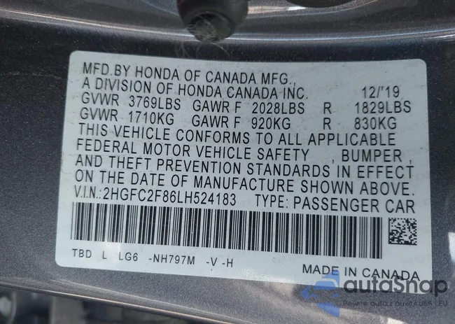 2HGFC2F86LH524183: 43167822