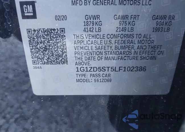 1G1ZD5ST5LF102386: 43167887