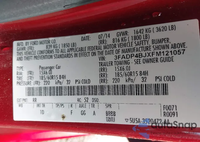 3FADP4BJXFM121057: 43167899