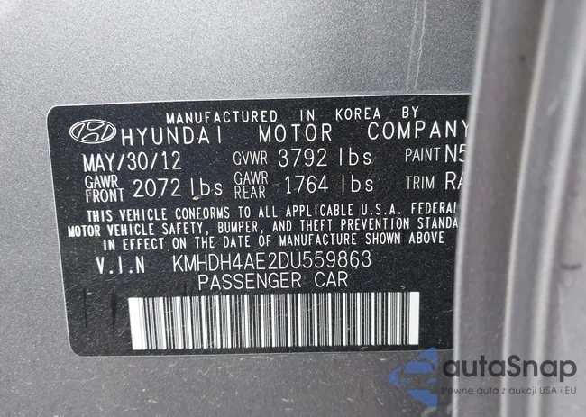 KMHDH4AE2DU559863: 43167957