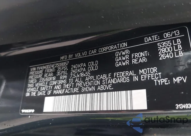 YV4940DZ4E2509957: 43169008