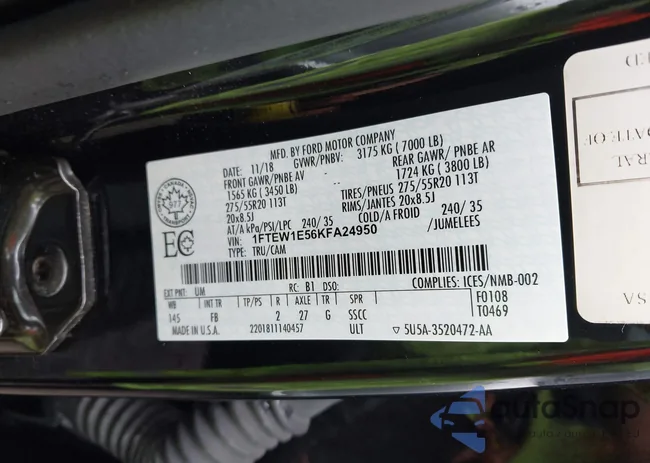 1FTEW1E56KFA24950: 43169020