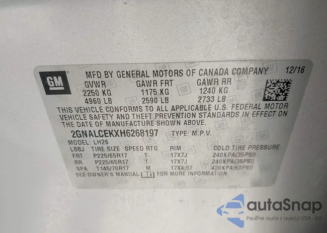 2GNALCEKXH6268197: 43169027