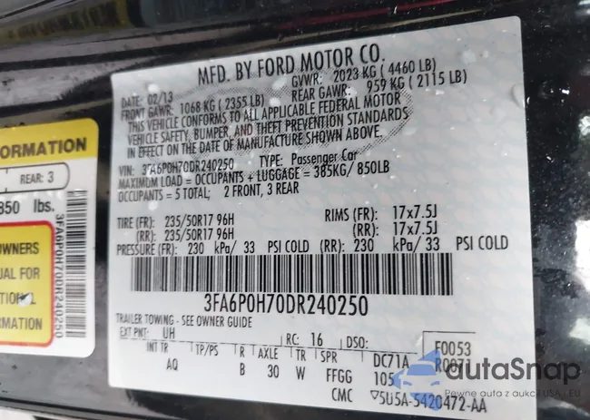 3FA6P0H70DR240250: 43169040