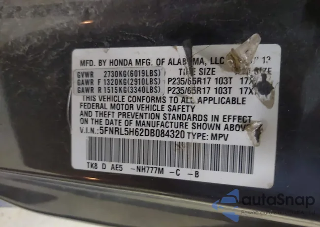 5FNRL5H62DB084320: 43169070