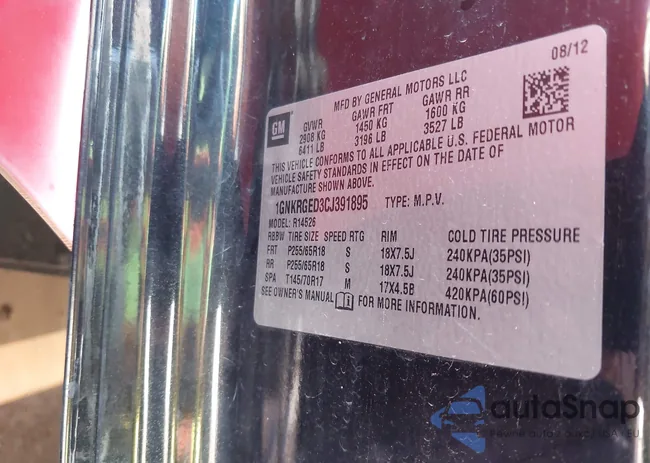 1GNKRGED3CJ391895: 43169105