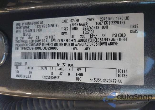 1FMCU9H90LUB28806: 43169120