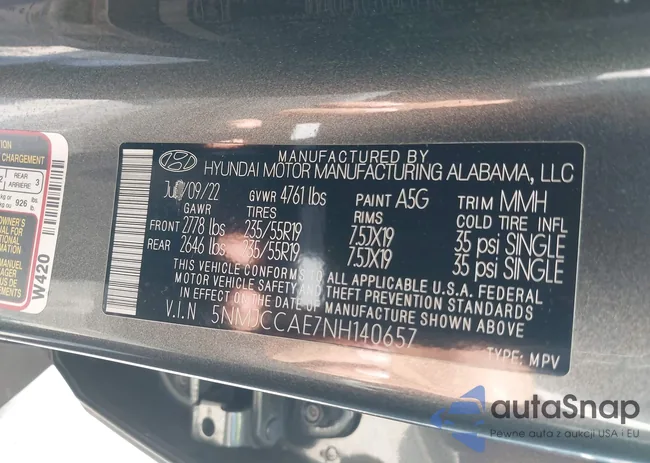 5NMJCCAE7NH140657: 43169139