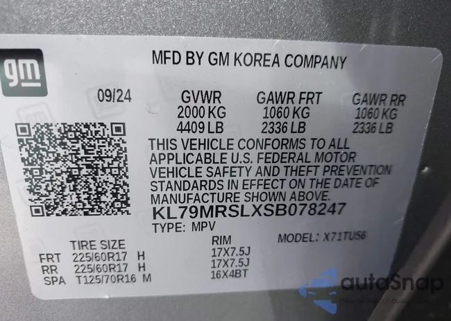 KL79MRSLXSB078247: 43169196