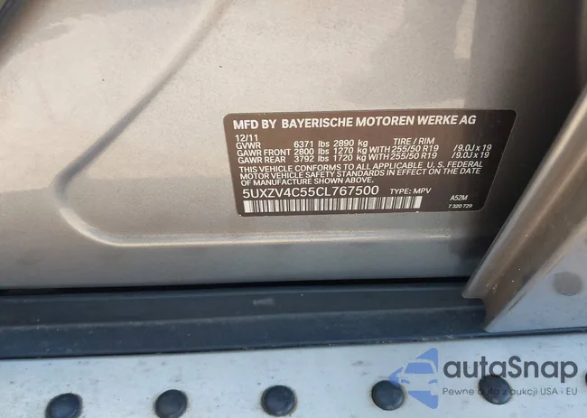 5UXZV4C55CL767500: 43169198