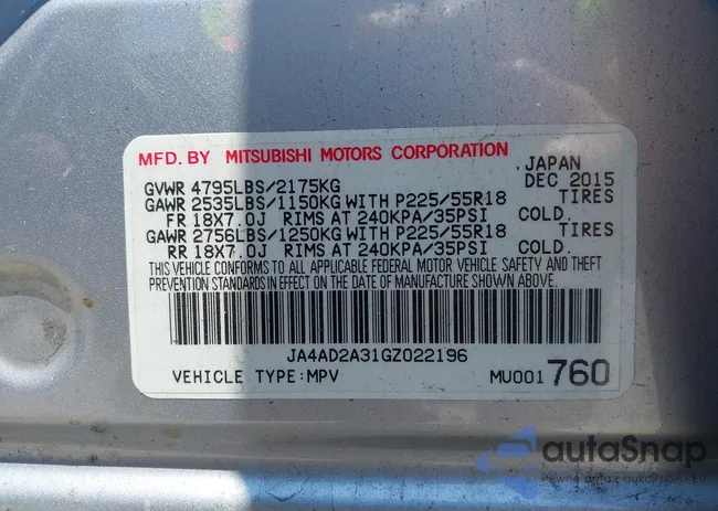JA4AD2A31GZ022196: 43169200