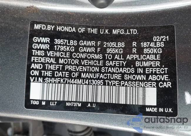 SHHFK7H44MU413095: 43169206