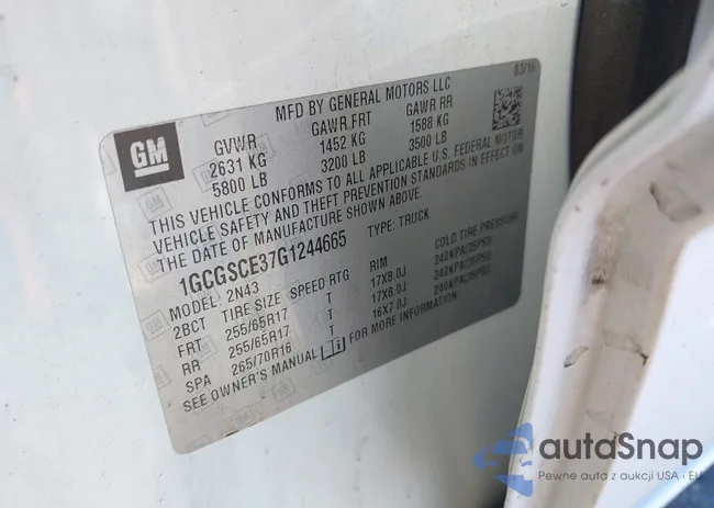 1GCGSCE37G1244665: 43169219