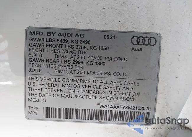 WA1AAAFYXM2103029: 43169234