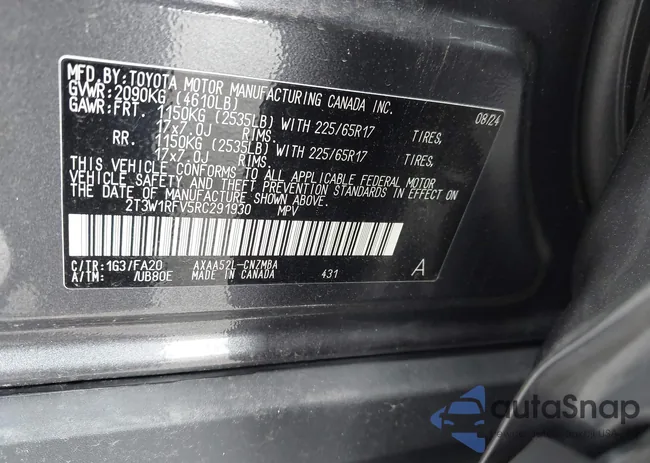 2T3W1RFV5RC291930: 43169295