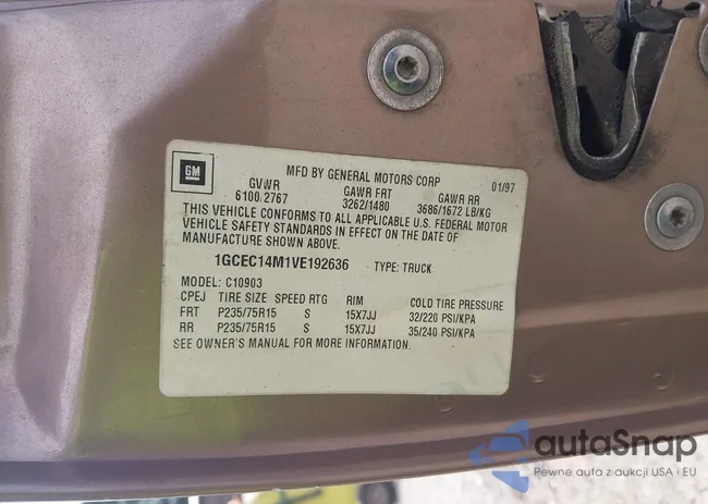 1GCEC14M1VE192636: 43169313