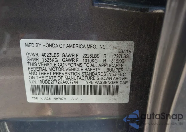 19UDE2F72KA007744: 43169369