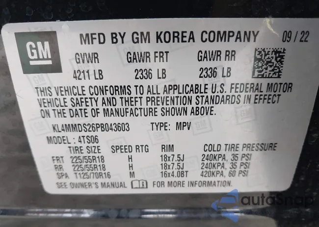 KL4MMDS26PB043603: 43169394