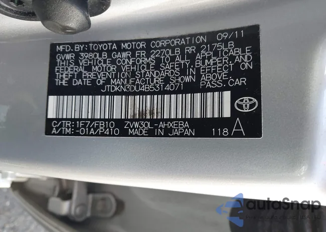 JTDKN3DU4B5314071: 43169424