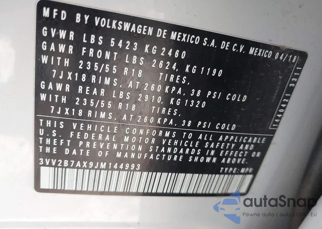 3VV2B7AX9JM144993: 43169436