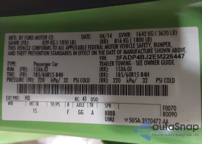 3FADP4BJ2EM226447: 43169452