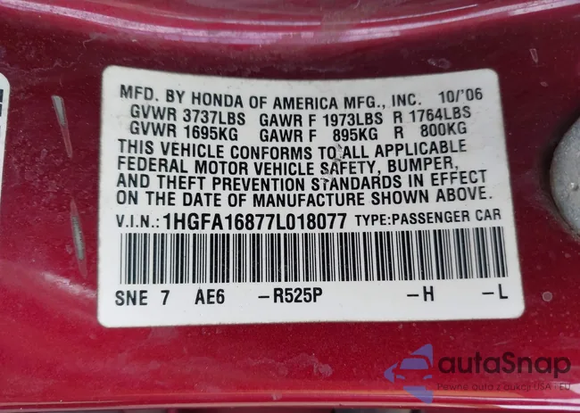 1HGFA16877L018077: 43169472