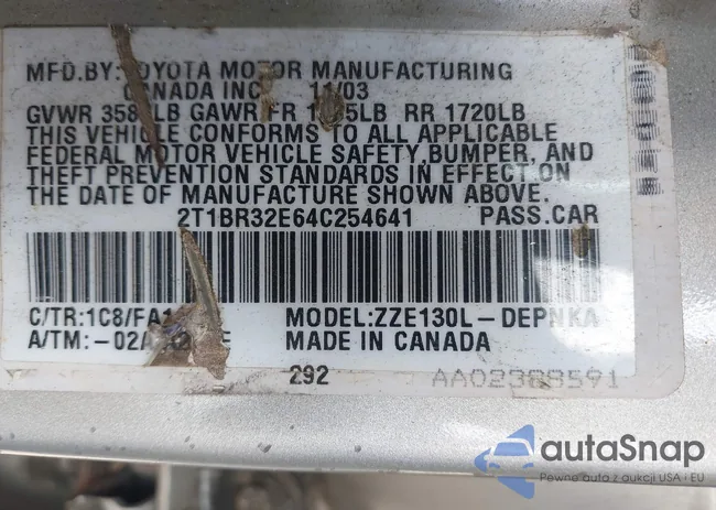 2T1BR32E64C254641: 43169493