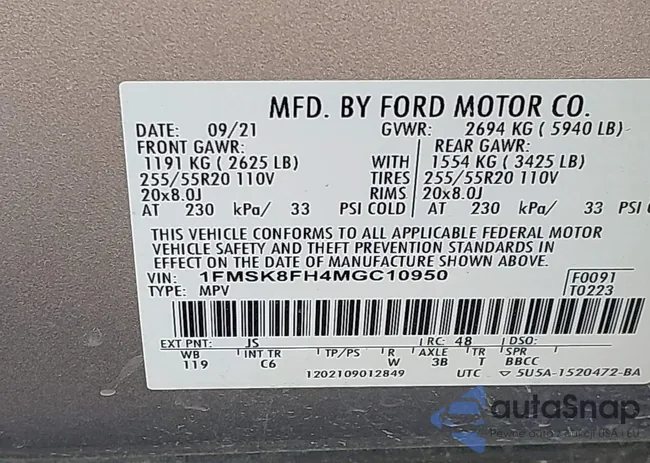1FMSK8FH4MGC10950: 43169548