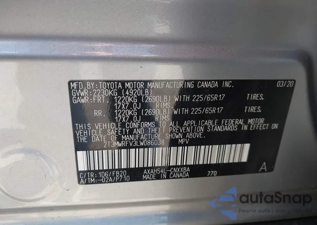 2T3MWRFV3LW086038: 43168621