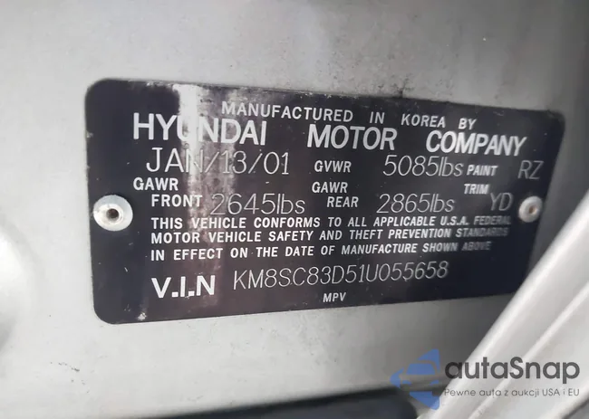 KM8SC83D51U055658: 43168695