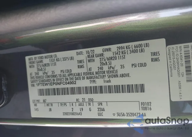 1FTEW1EP0NFC04902: 43168714