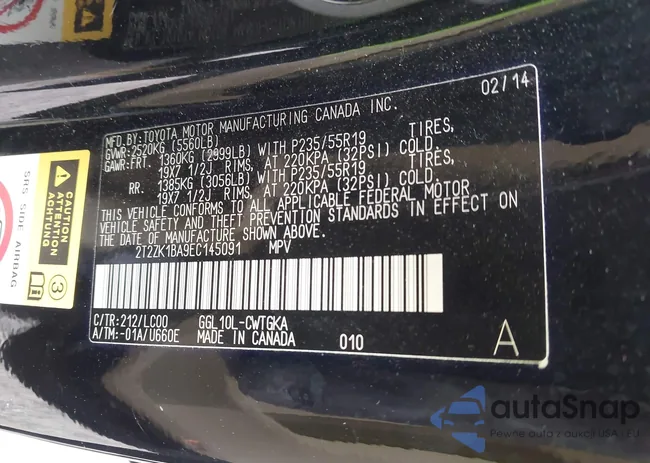 2T2ZK1BA9EC145091: 43168832