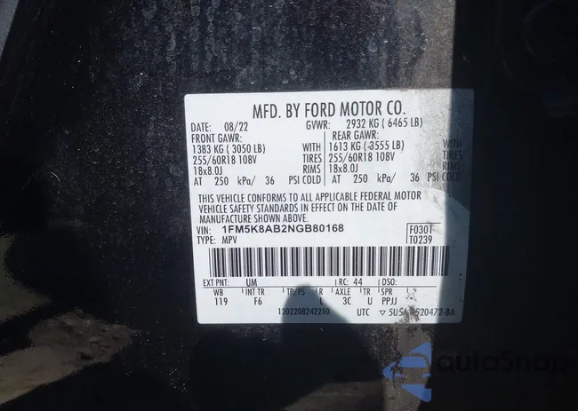 1FM5K8AB2NGB80168: 43168834