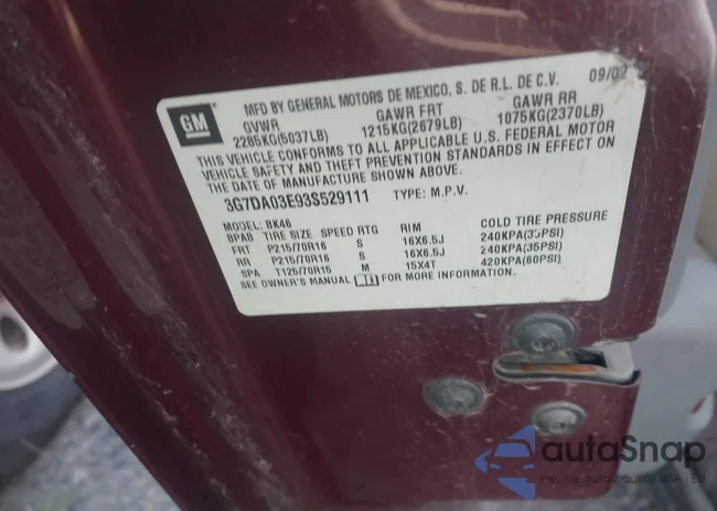 3G7DA03E73S531276: 43168900