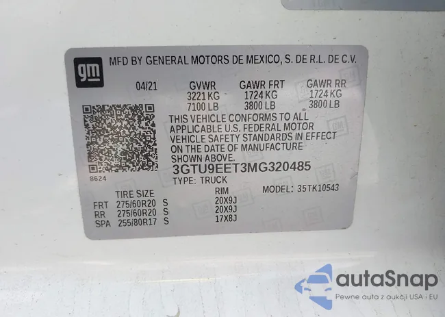 3GTU9EET3MG320485: 43170195