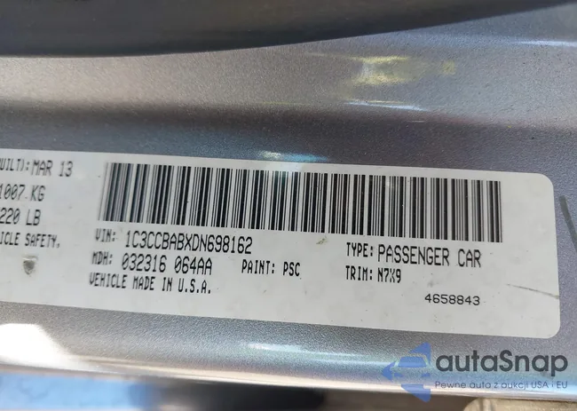 1C3CCBABXDN698162: 43170218