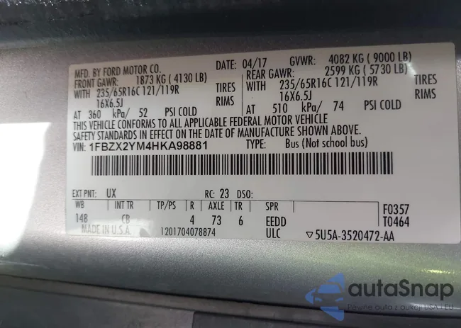 1FBZX2YM4HKA98881: 43170248