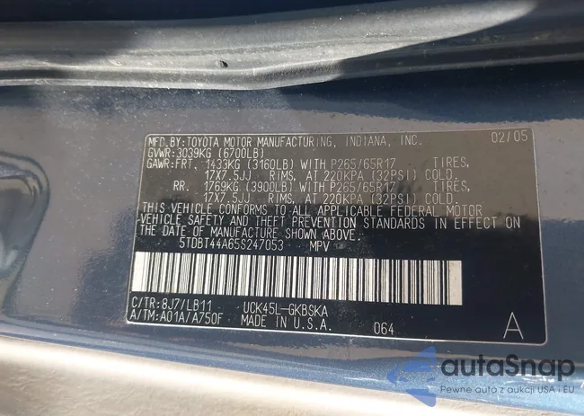 5TDBT44A65S247053: 43170381