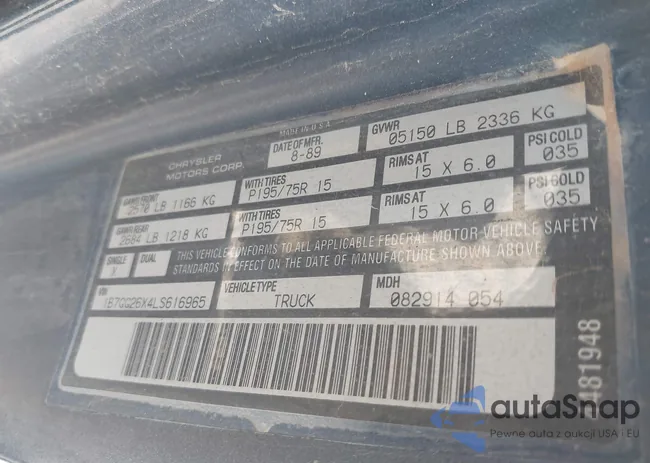 1B7GG26X4LS616965: 43170439