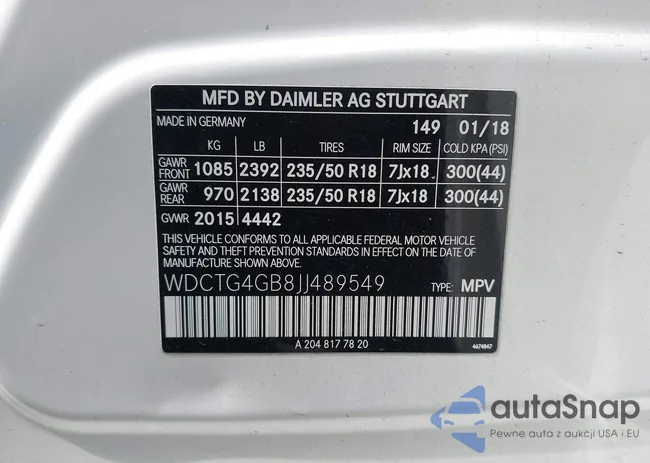 WDCTG4GB8JJ489549: 43170489