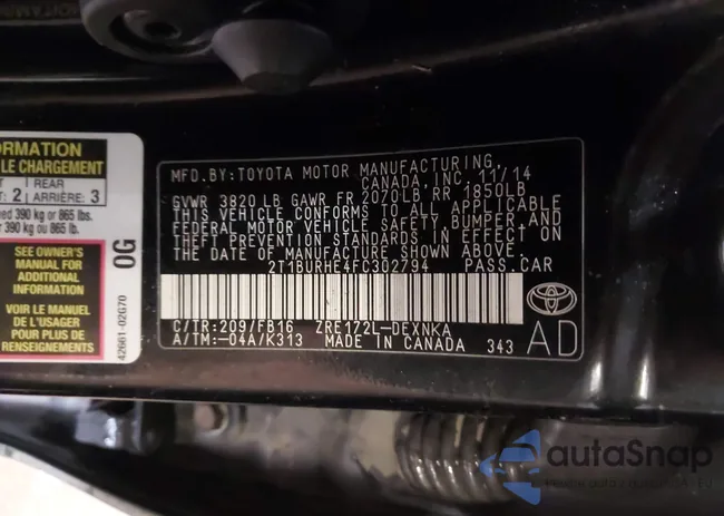 2T1BURHE4FC302794: 43170502