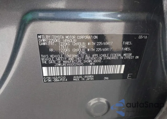 JTMRJREV6GD029695: 43170508