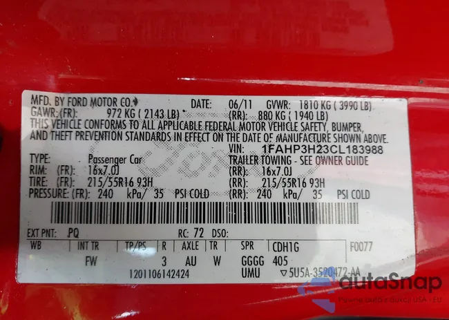 1FAHP3H23CL183988: 43169627