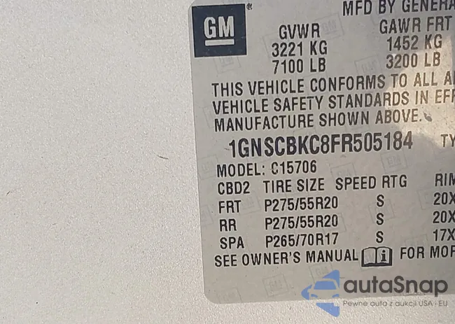 1GNSCBKC8FR505184: 43169709