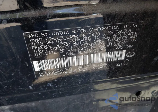 JTHBZ1BLXGA003552: 43169726