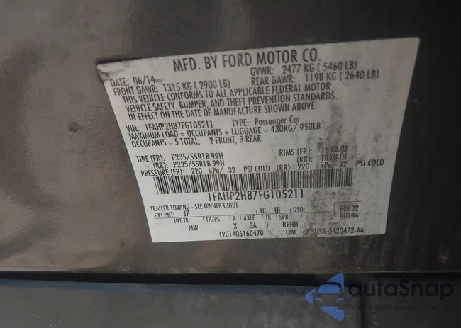 1FAHP2H87FG105211: 43169750