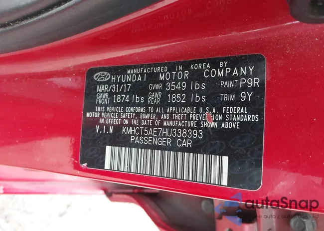 KMHCT5AE7HU338393: 43169909